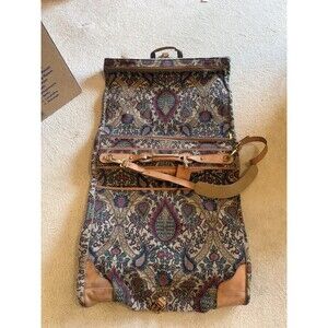 Rare Vintage Hartmann Wheel Tapestry Paisley Floral Flame Garment Bag Leather